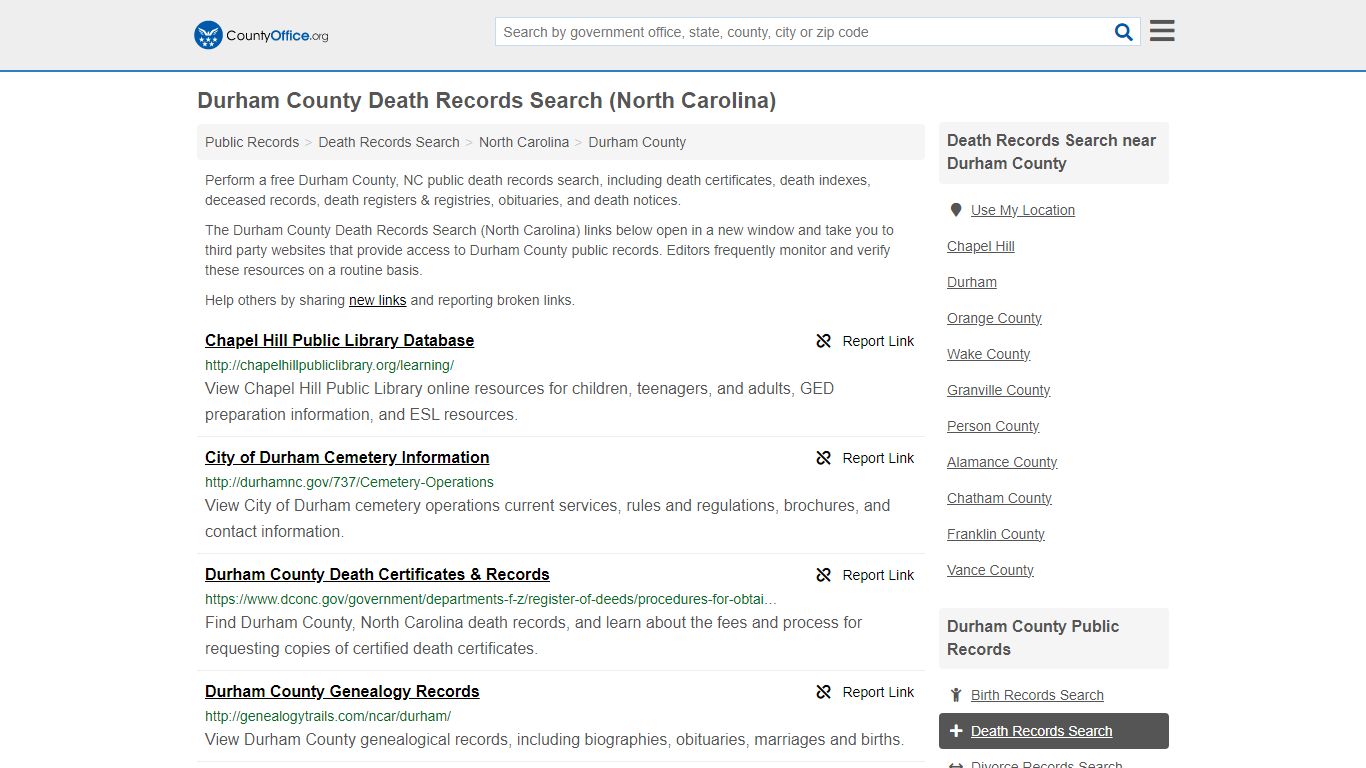 Death Records Search - Durham County, NC (Death Certificates & Indexes)